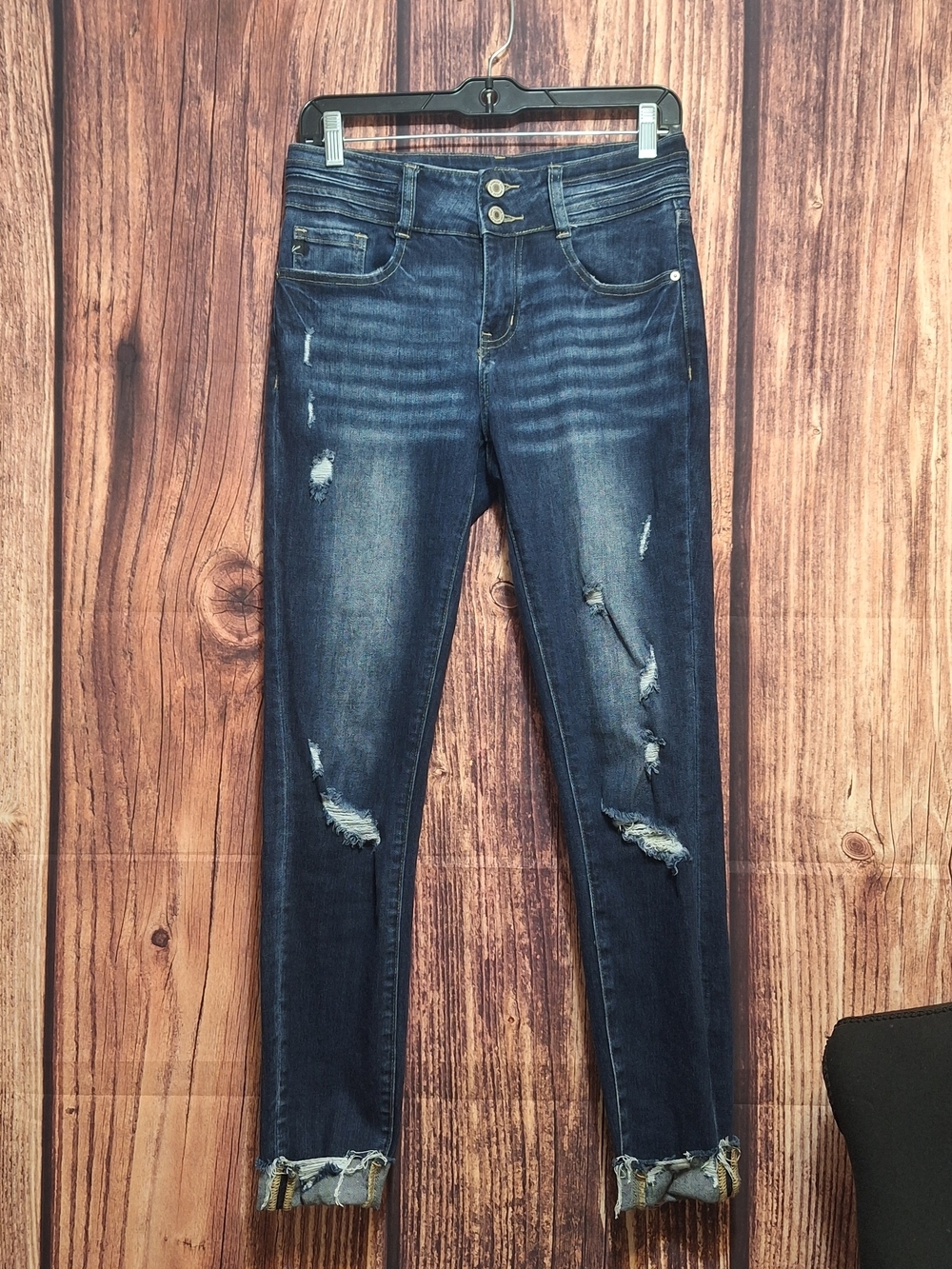 KanCan Dark Blue High-Rise Distressed Skinny Jeans Size 26